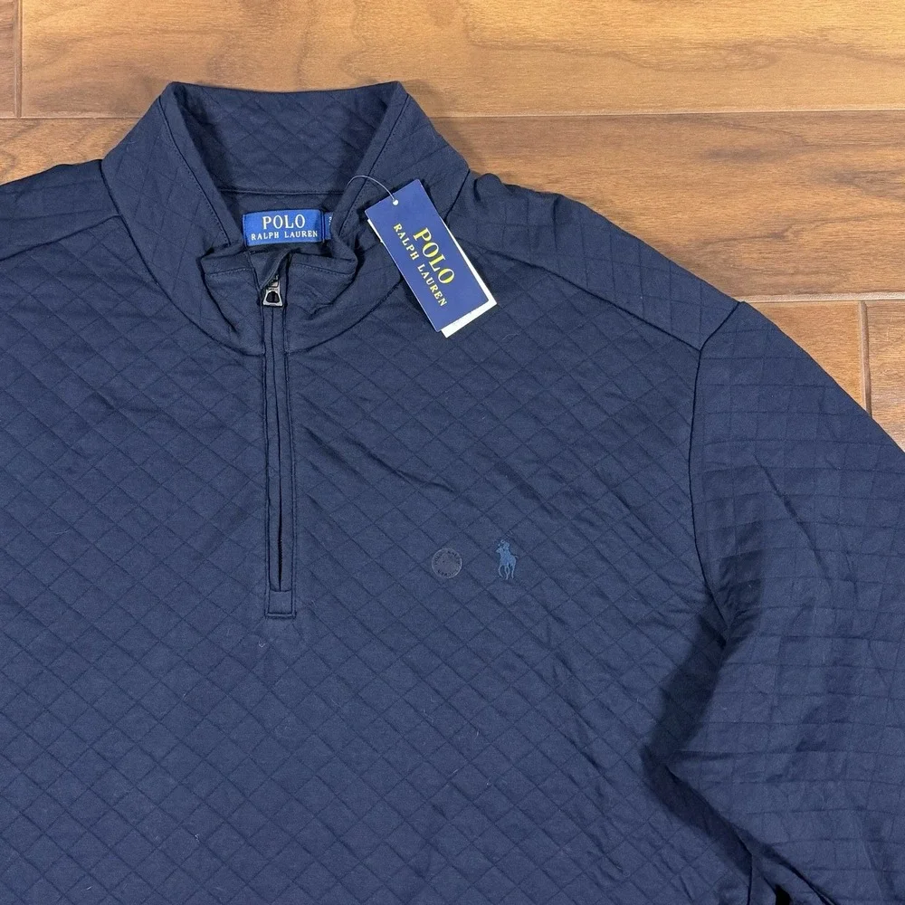 Polo Ralph Lauren Men's Size 2XLT Blue Quilted Quarter Zip Pullover Long Sleeve